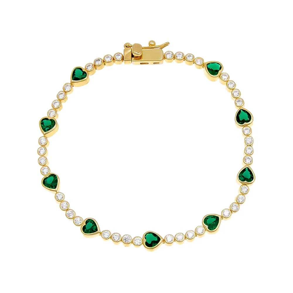 Multi CZ Heart Tennis Bracelet