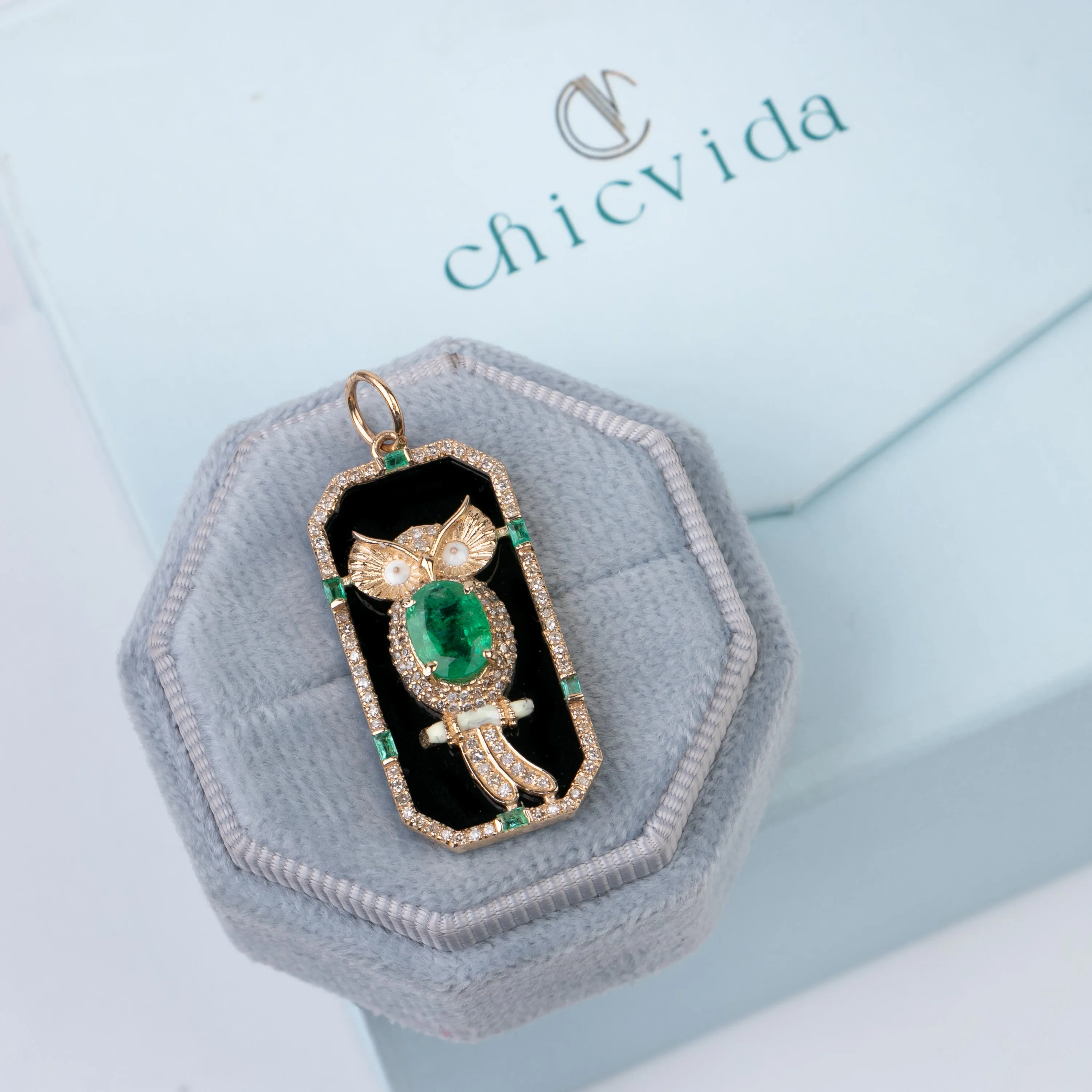 Multi Stone Owl Pendant Necklace