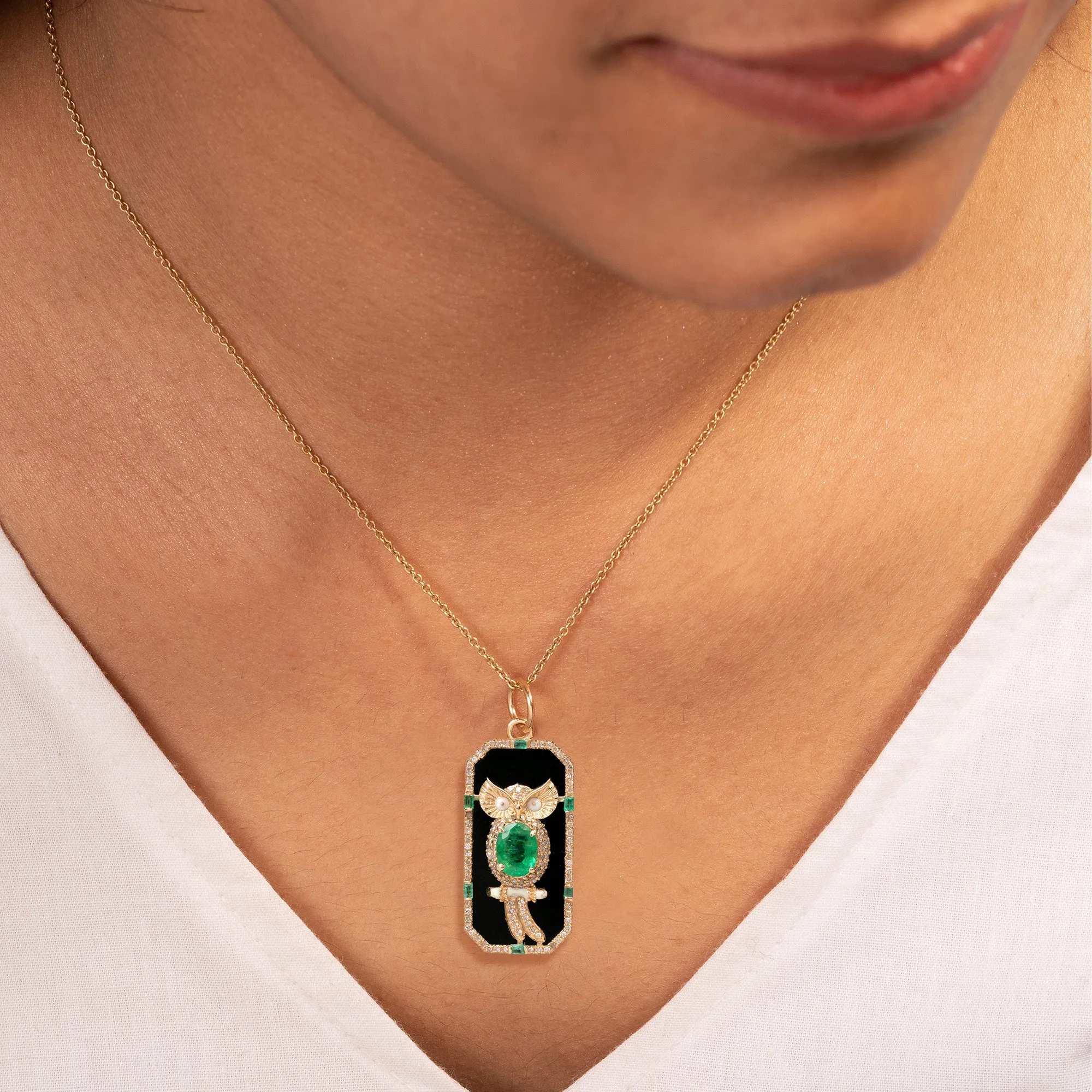 Multi Stone Owl Pendant Necklace