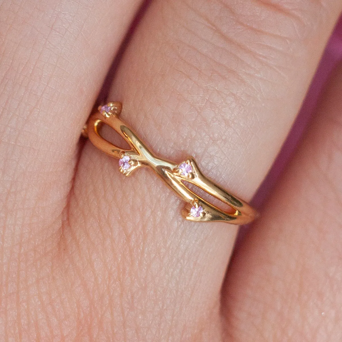 Naia Branch Twig Band with Pink Tourmaline