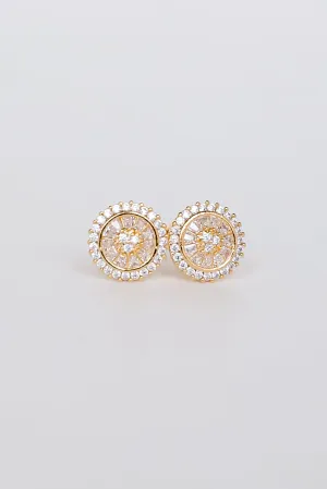 Naomi Gold Rhinestone Stud Earrings