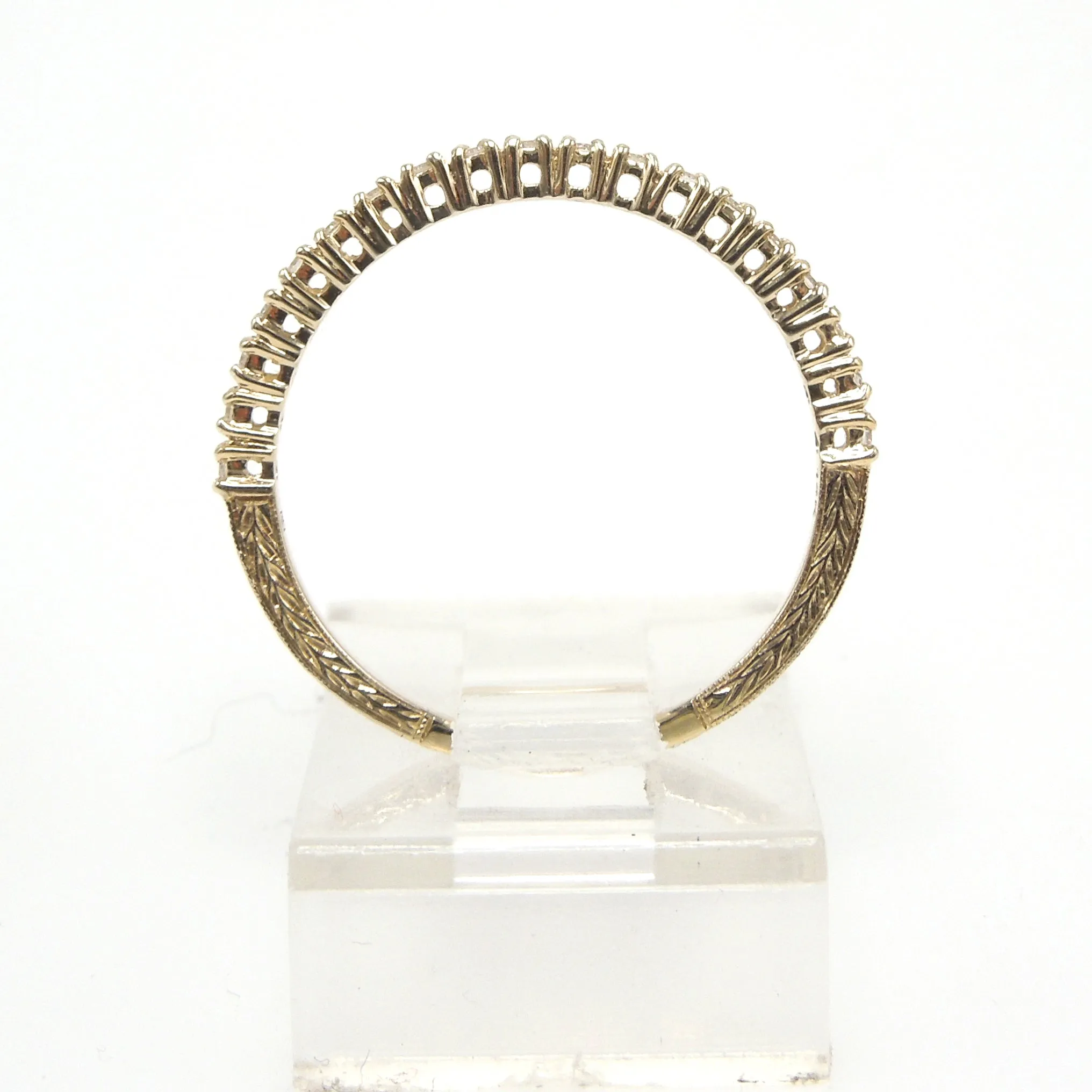 Narrow 14K Yellow Gold and Diamond Band - Perfect for Stacking