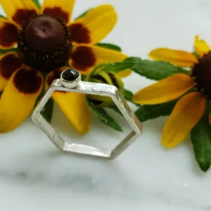 Narrow Hexagon Ring with Garnet