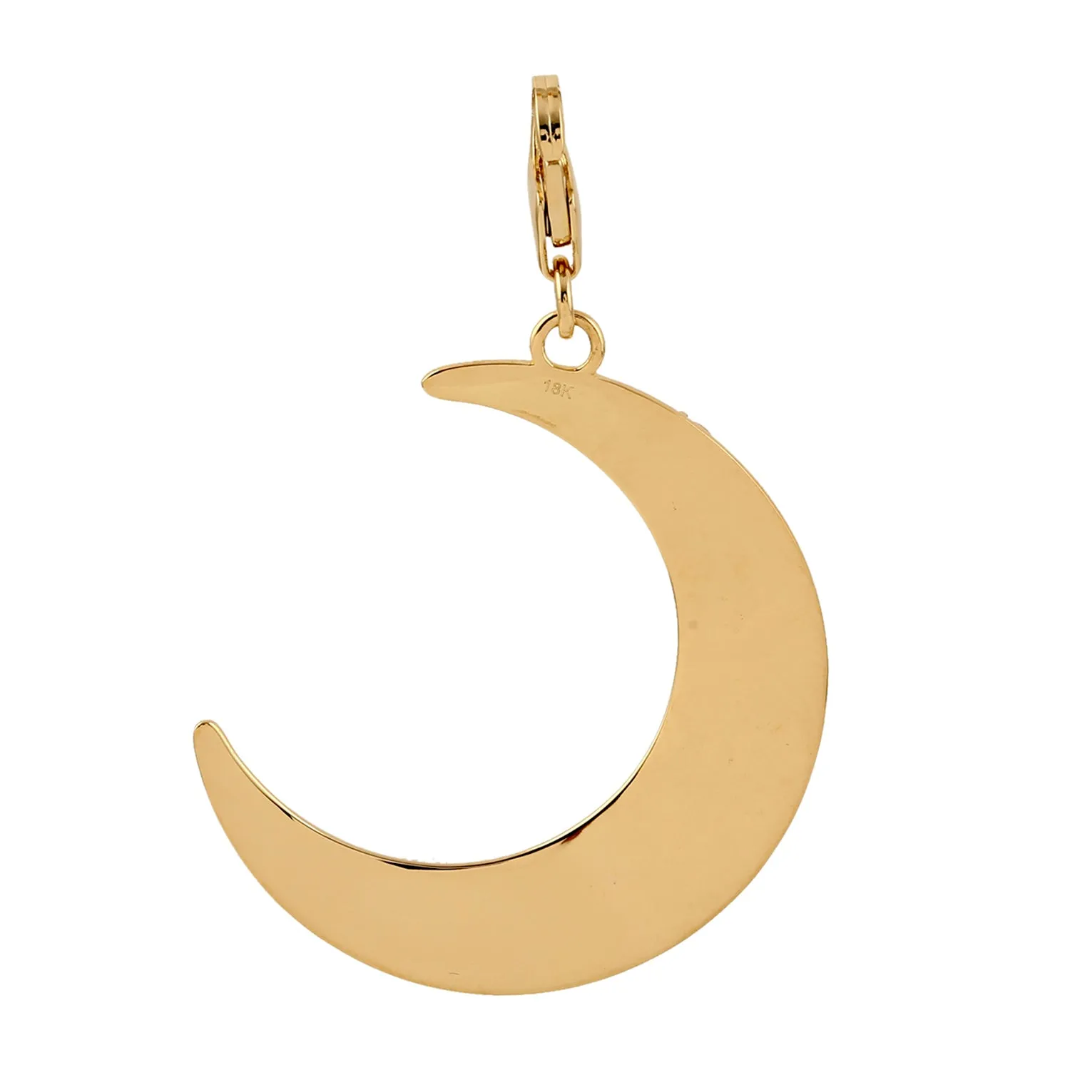 Natural Citrine Emerald Diamond Crescent Moon Charm pendant In 18k Yellow Gold