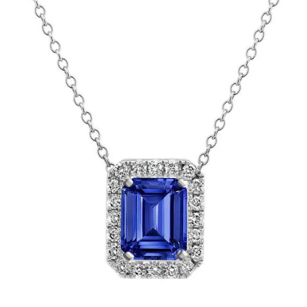 Natural Earth Mined Diamond Halo Pendant Emerald Sri Lankan Sapphire Necklace 4 Carats