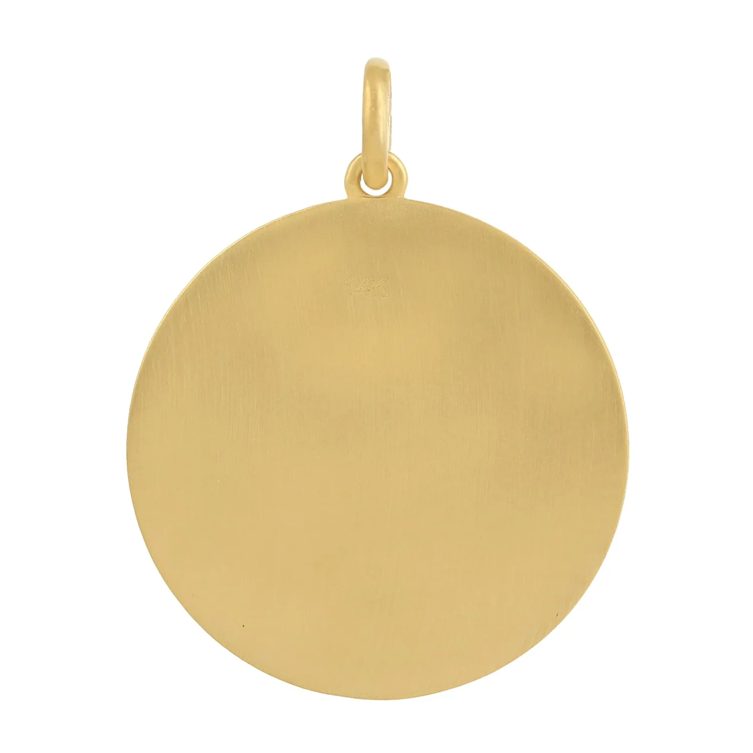 Natural Emerald Diamond Round Pendant In 14k Yellow Gold