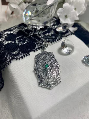 Natural Emerald Pendant with optional Earrings, Rococo Inspired Vintage Revival Jewelry #S358