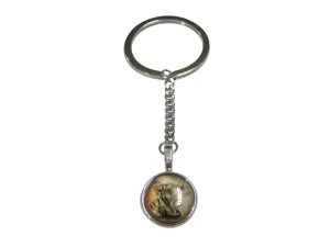 Nautical Old Ship Circular Pendant Keychain
