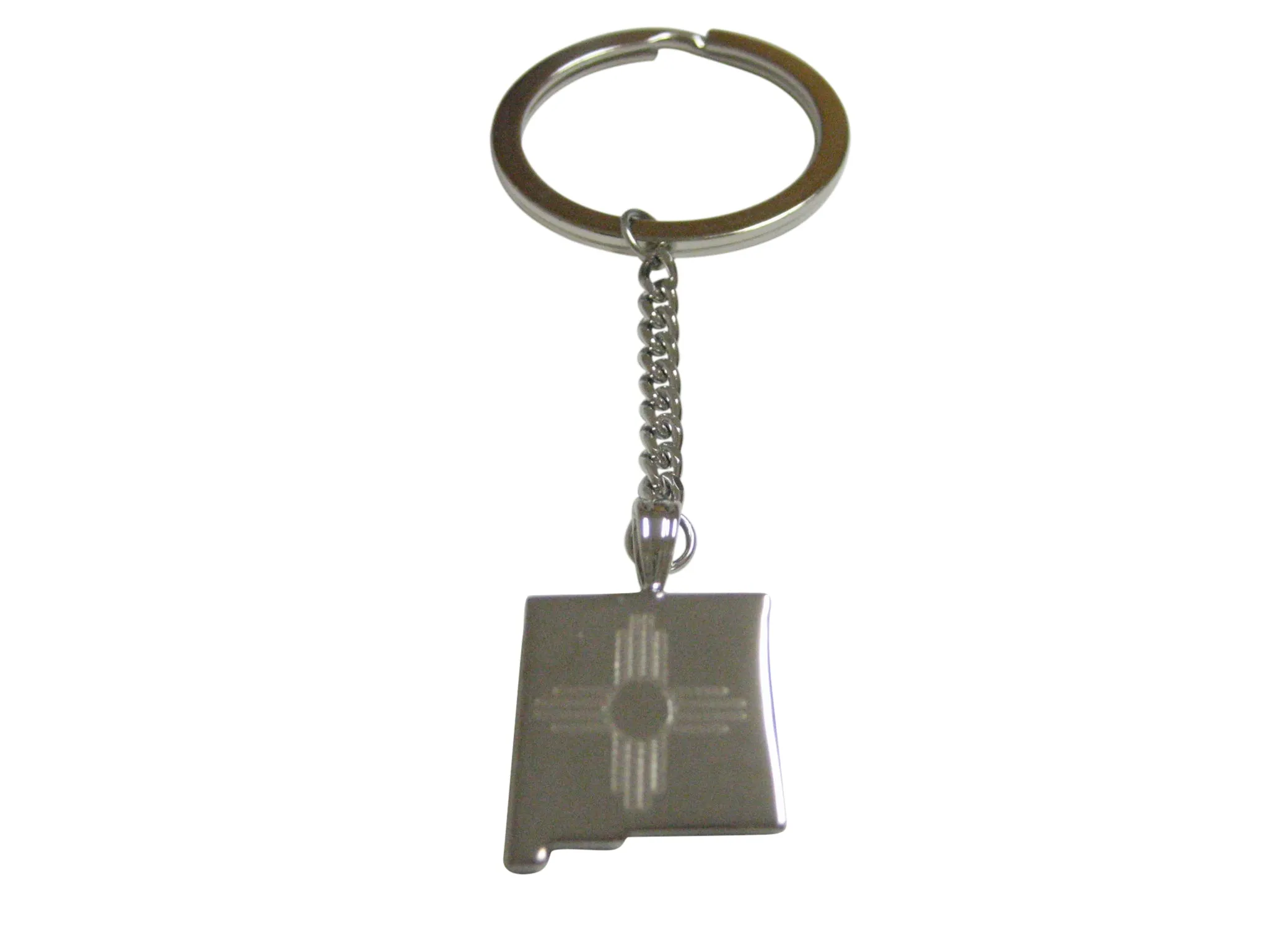 New Mexico State Map Shape and Flag Design Pendant Keychain