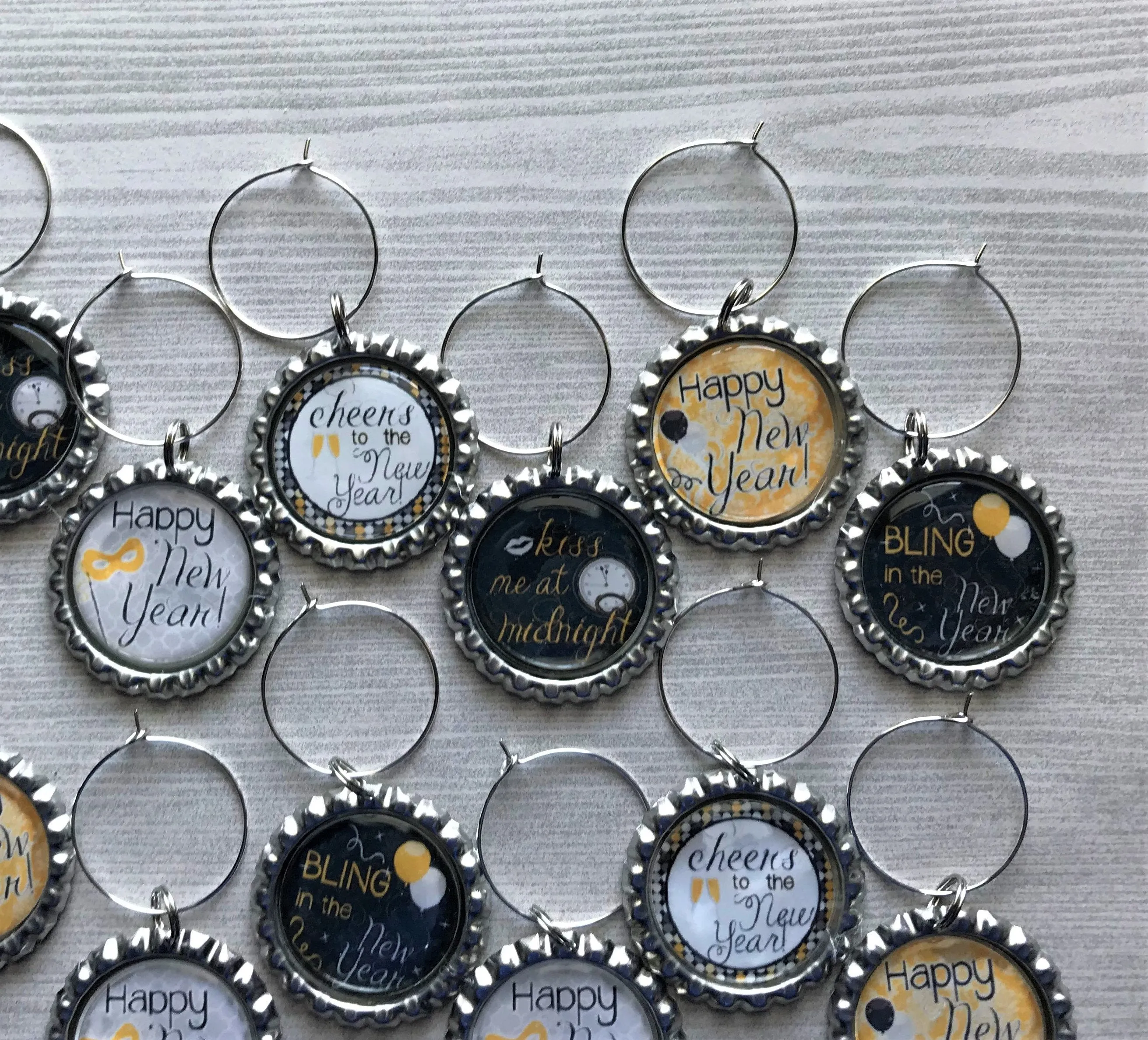 New Years Wine Charms, Set of 12