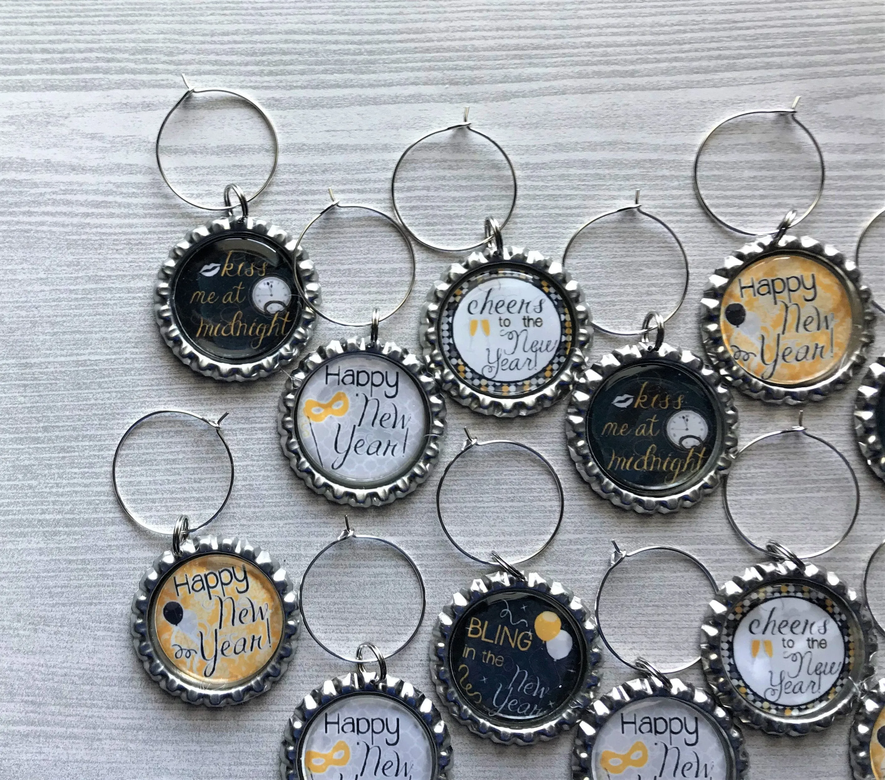 New Years Wine Charms, Set of 12