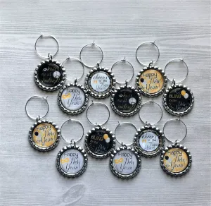 New Years Wine Charms, Set of 12