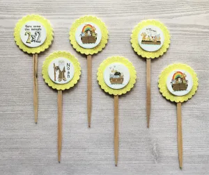 Noah (Noahs Ark) Cupcake Toppers, Set of 6