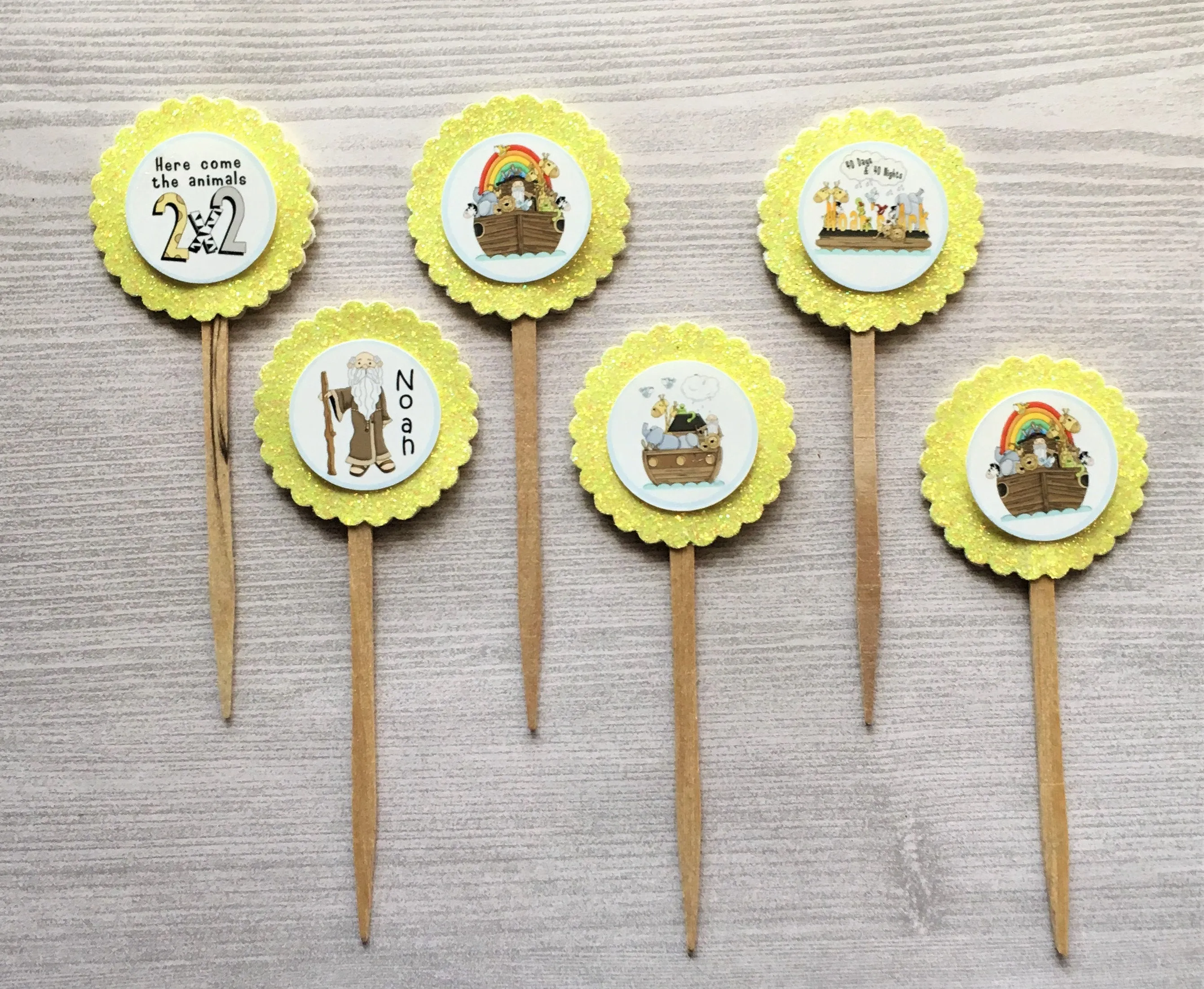 Noah (Noahs Ark) Cupcake Toppers, Set of 6