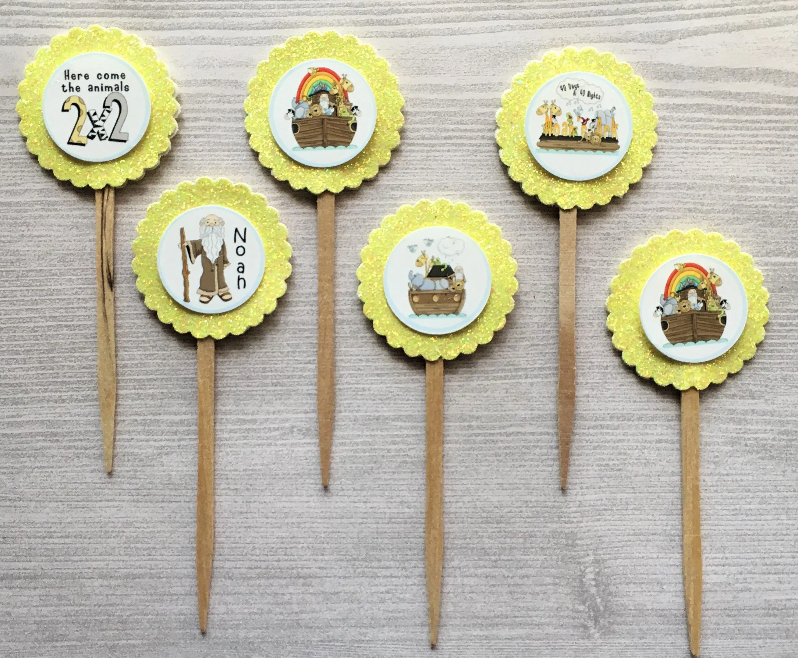 Noah (Noahs Ark) Cupcake Toppers, Set of 6