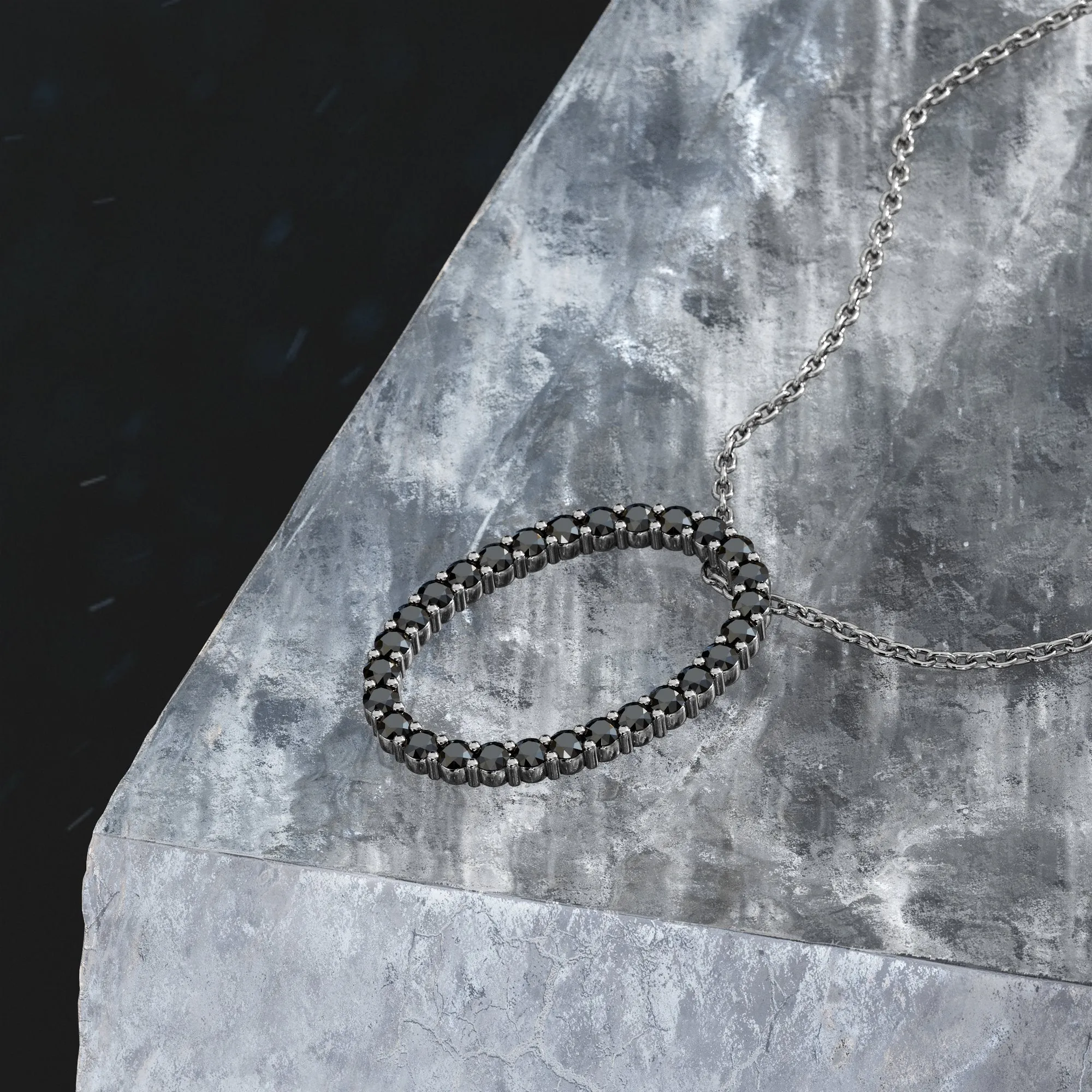 Nova Natural Black Diamond Alternative Pendant with a White Necklace