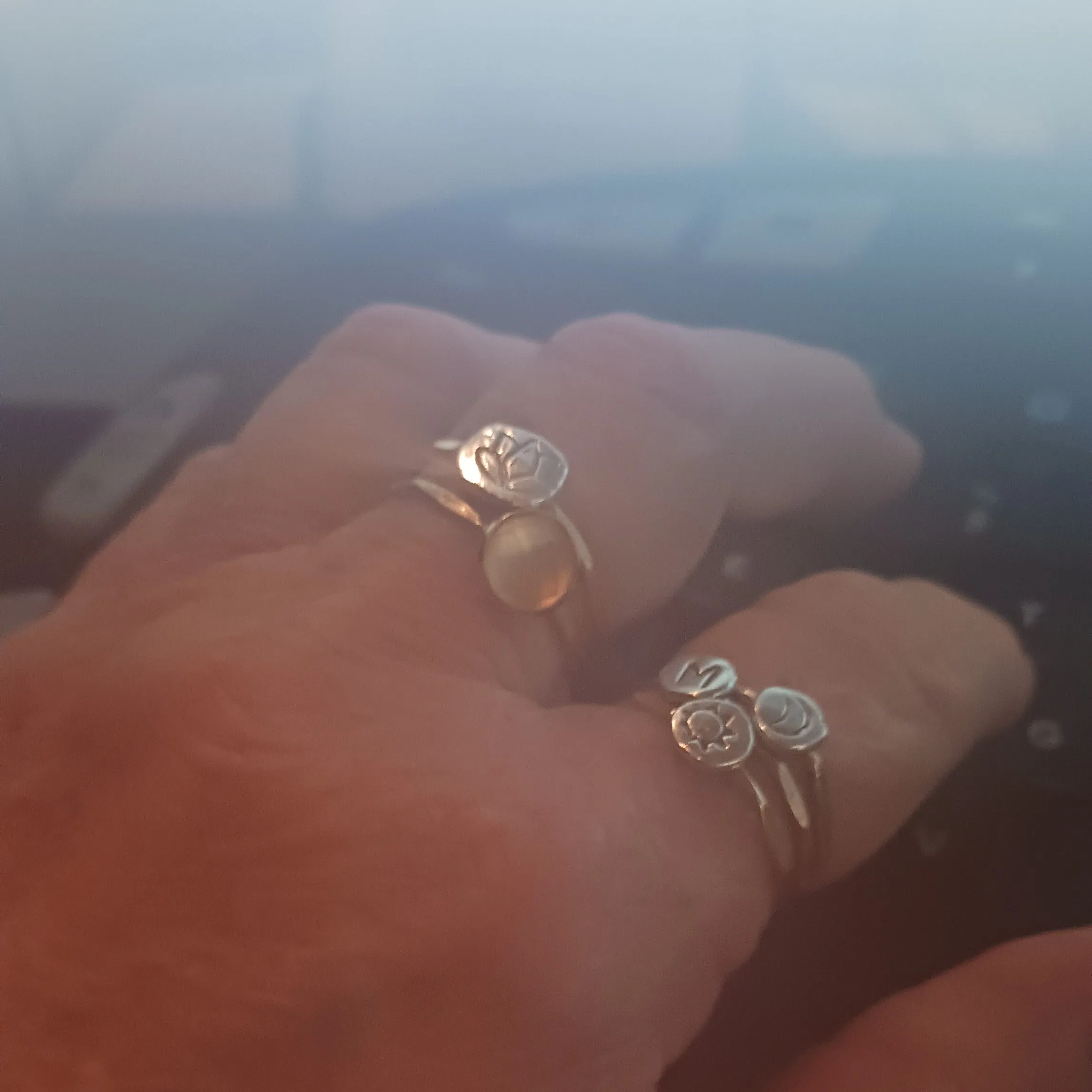 Nugget Stacking Ring Lotus Flower - Mixed Metals Choose Your Band