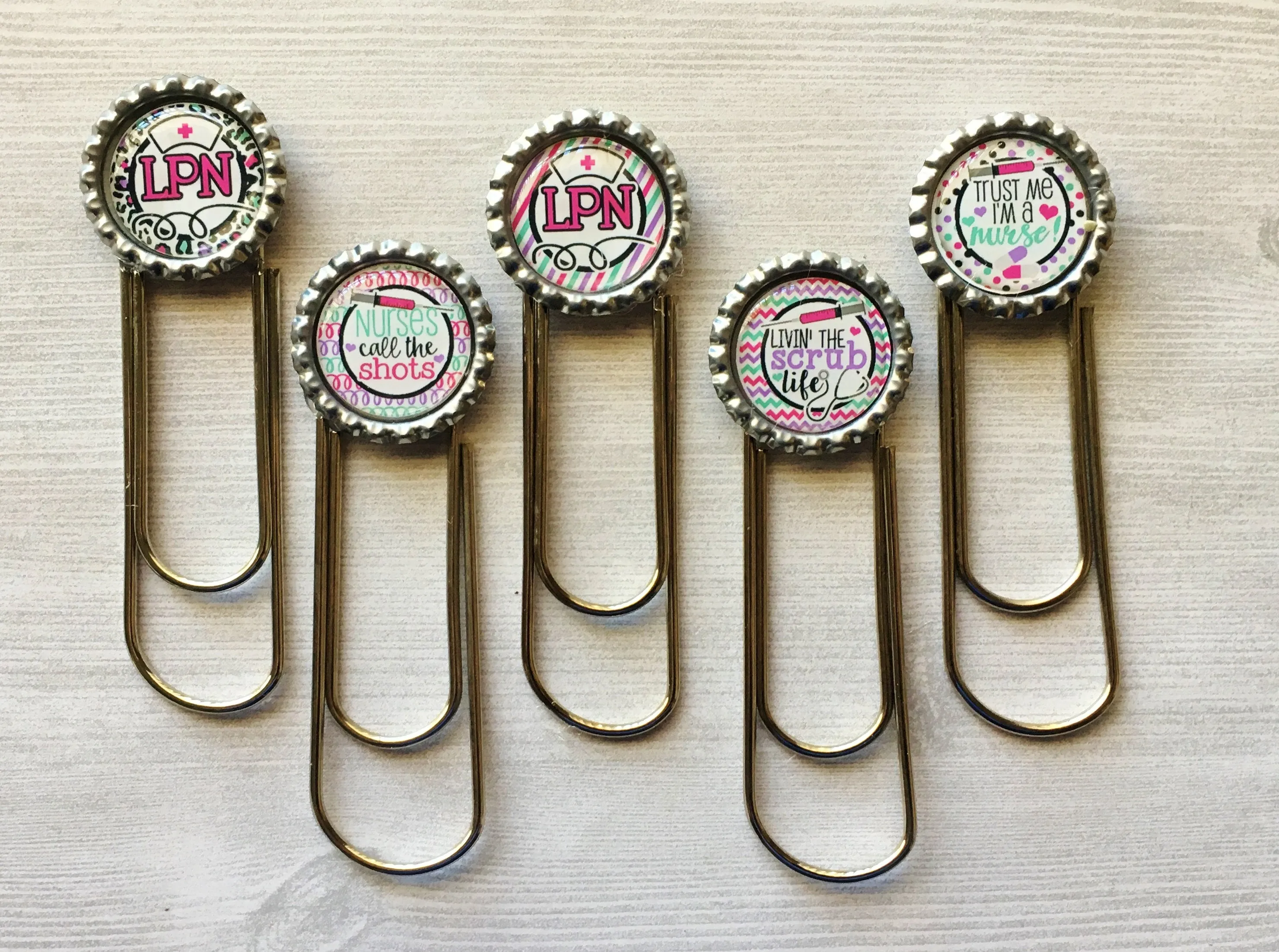 Nurse and LPN Planner Clips, Set of 5