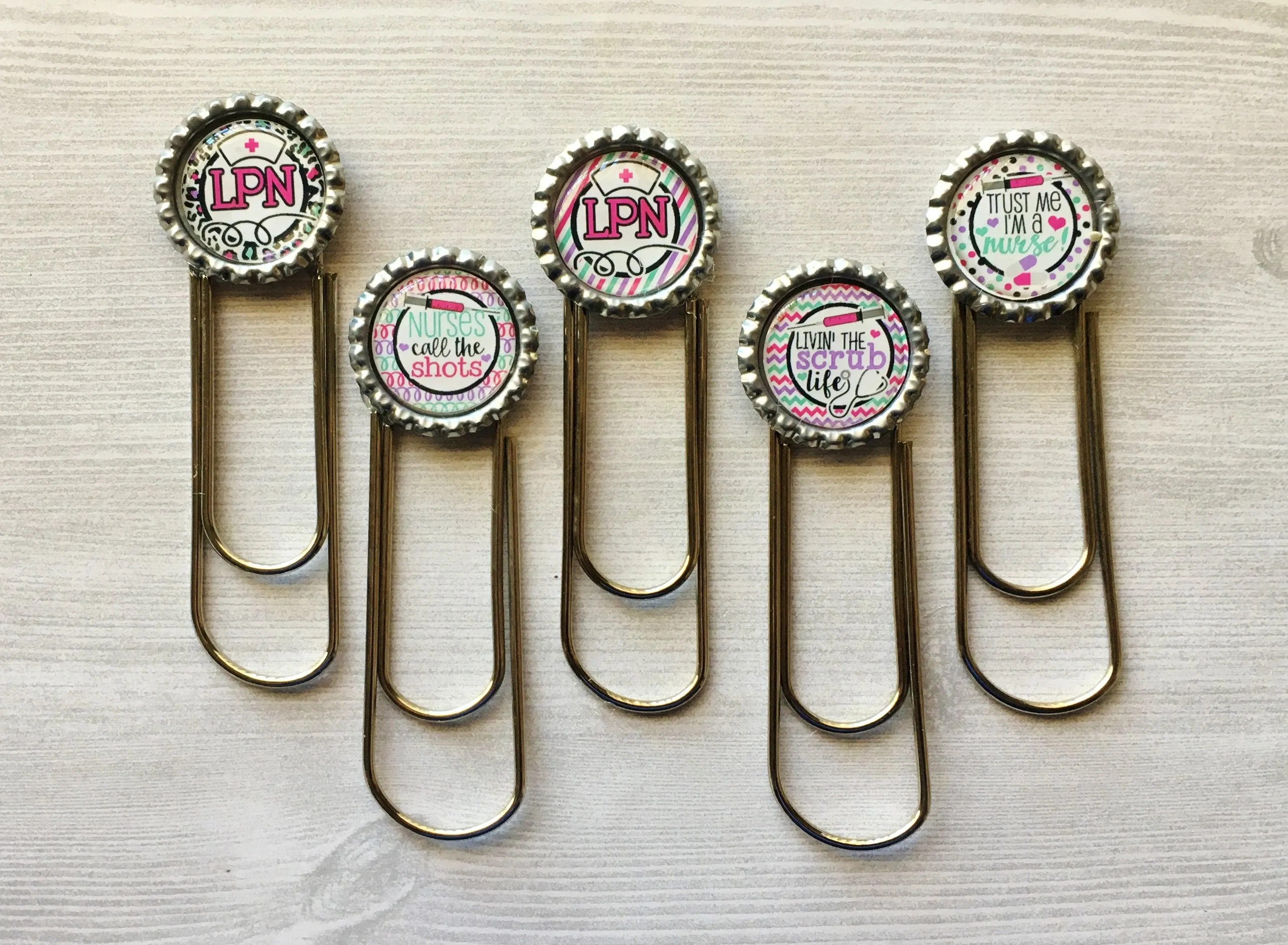 Nurse and LPN Planner Clips, Set of 5