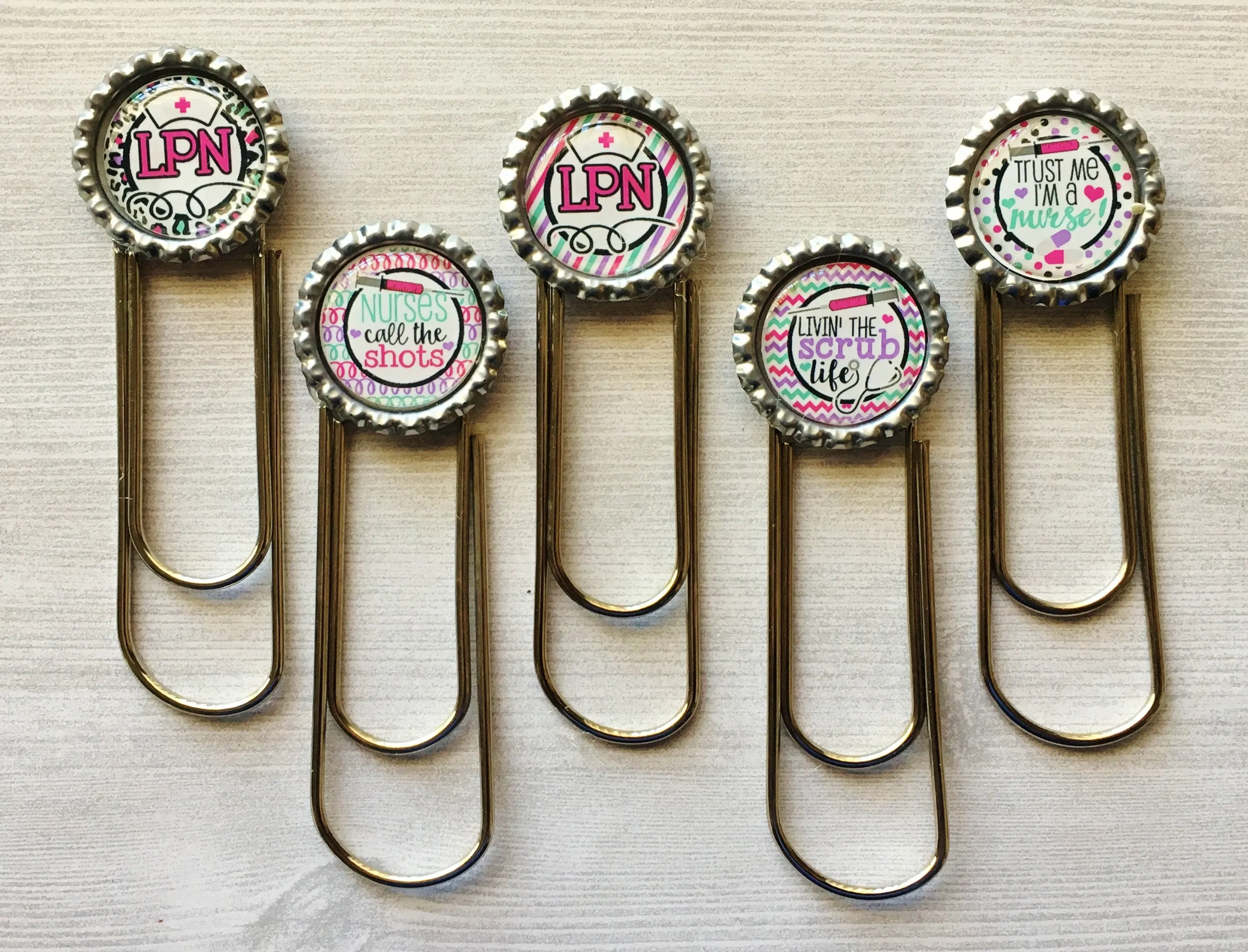 Nurse and LPN Planner Clips, Set of 5
