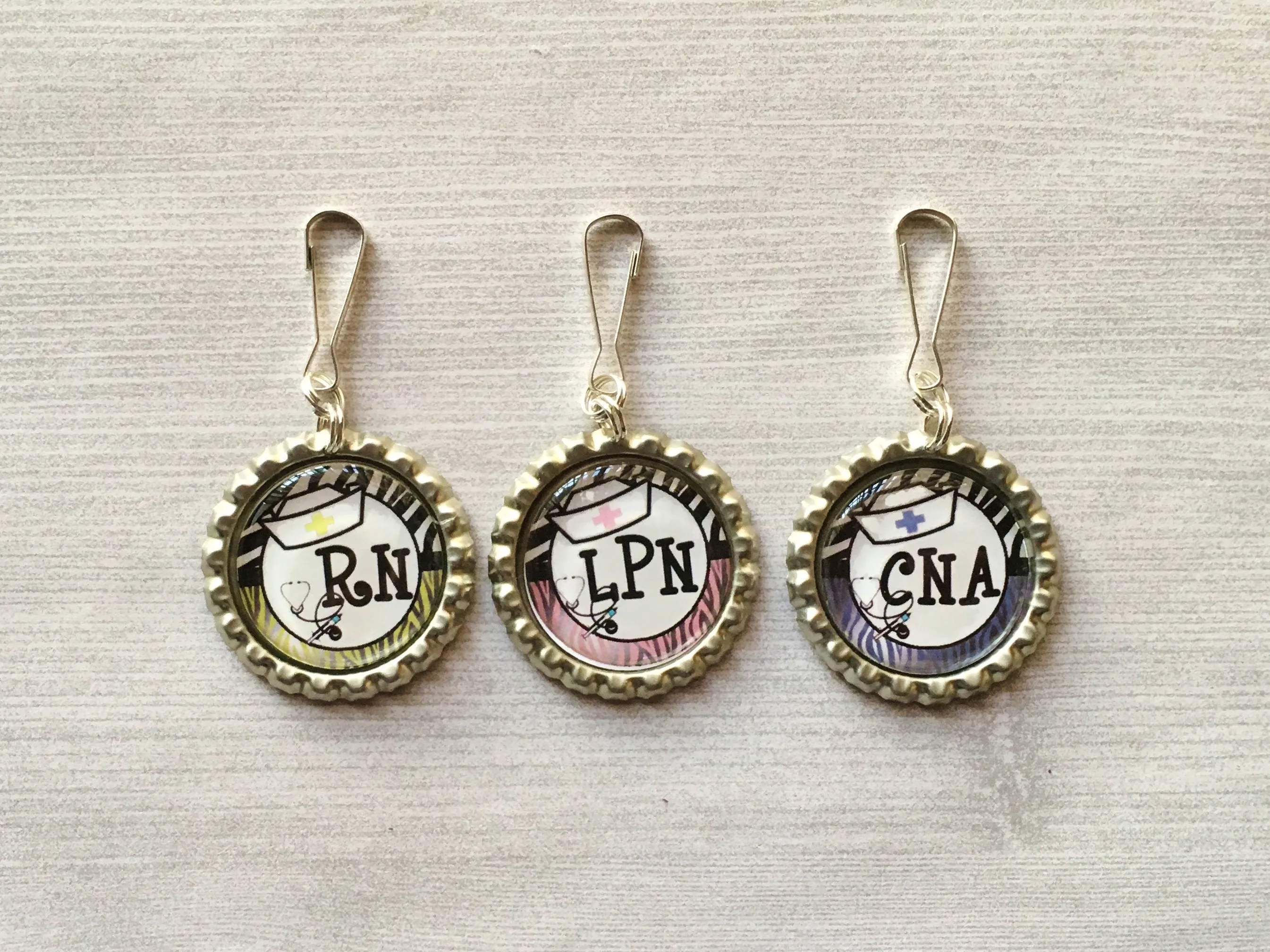 Nursing (RN,LPN,CNA) Zipper Pull Charms