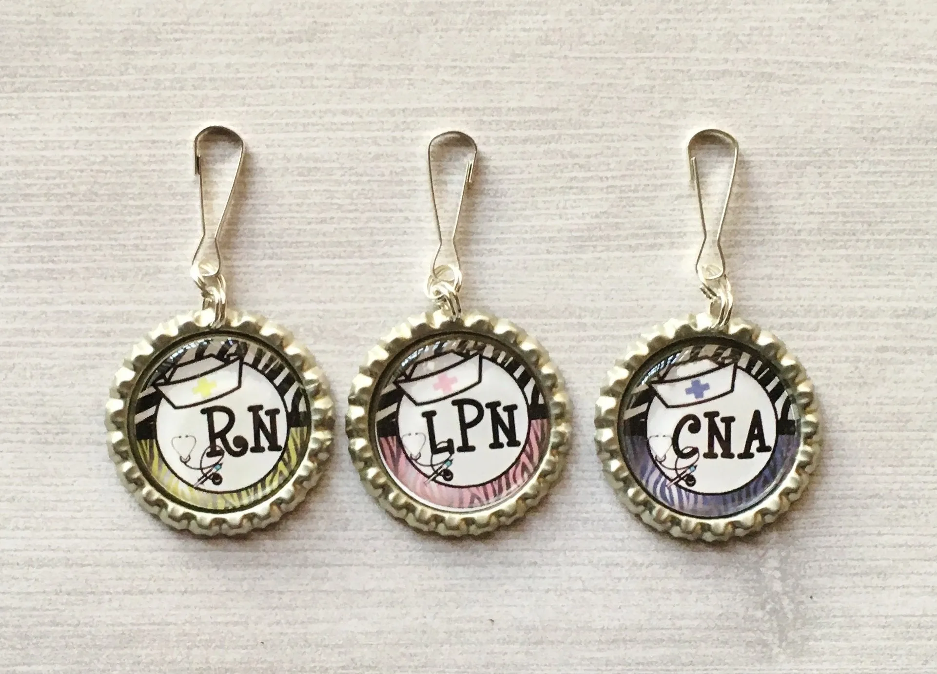Nursing (RN,LPN,CNA) Zipper Pull Charms