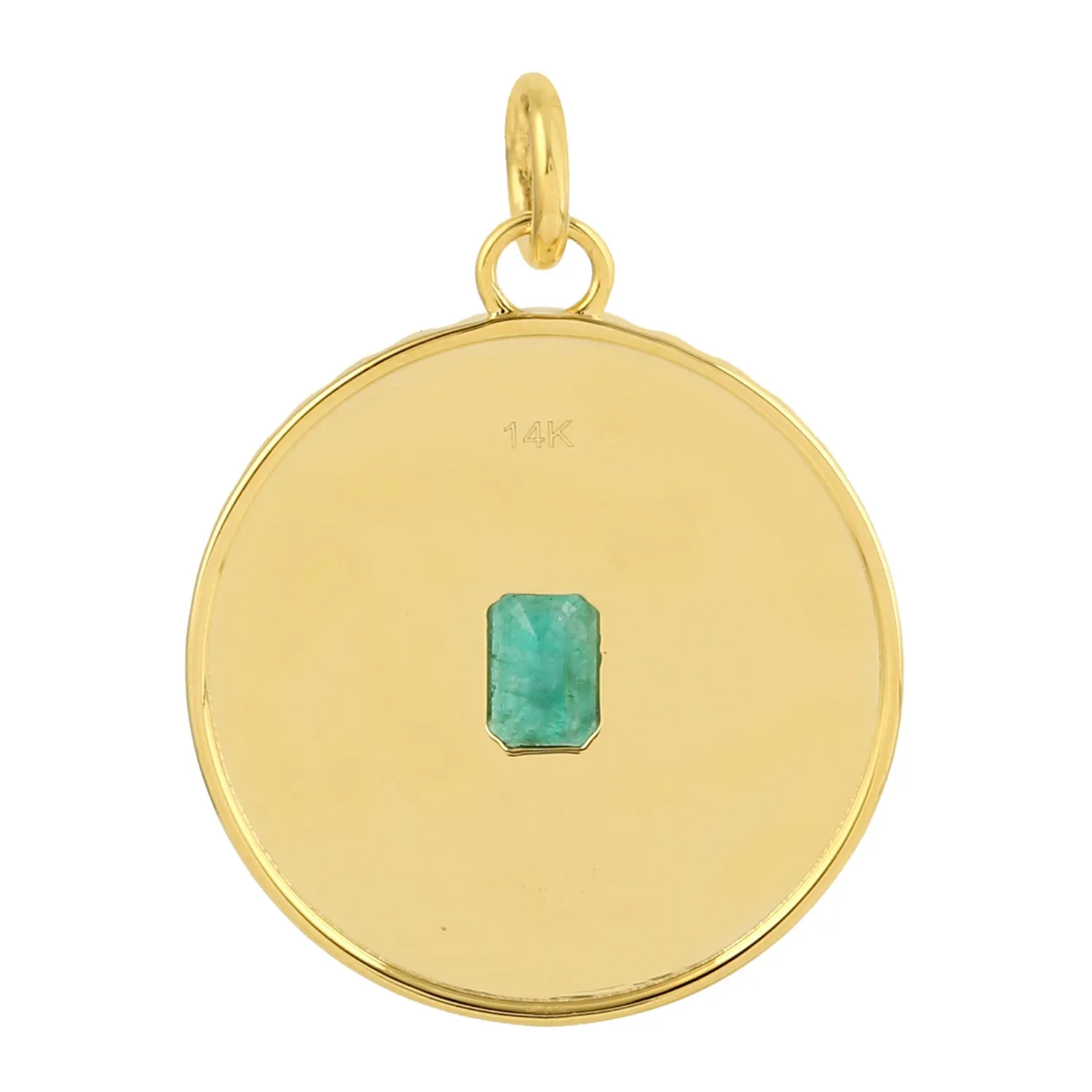 Octagon Emerald May Birthstone Pendant 14k Yellow Gold Jewelry For Her