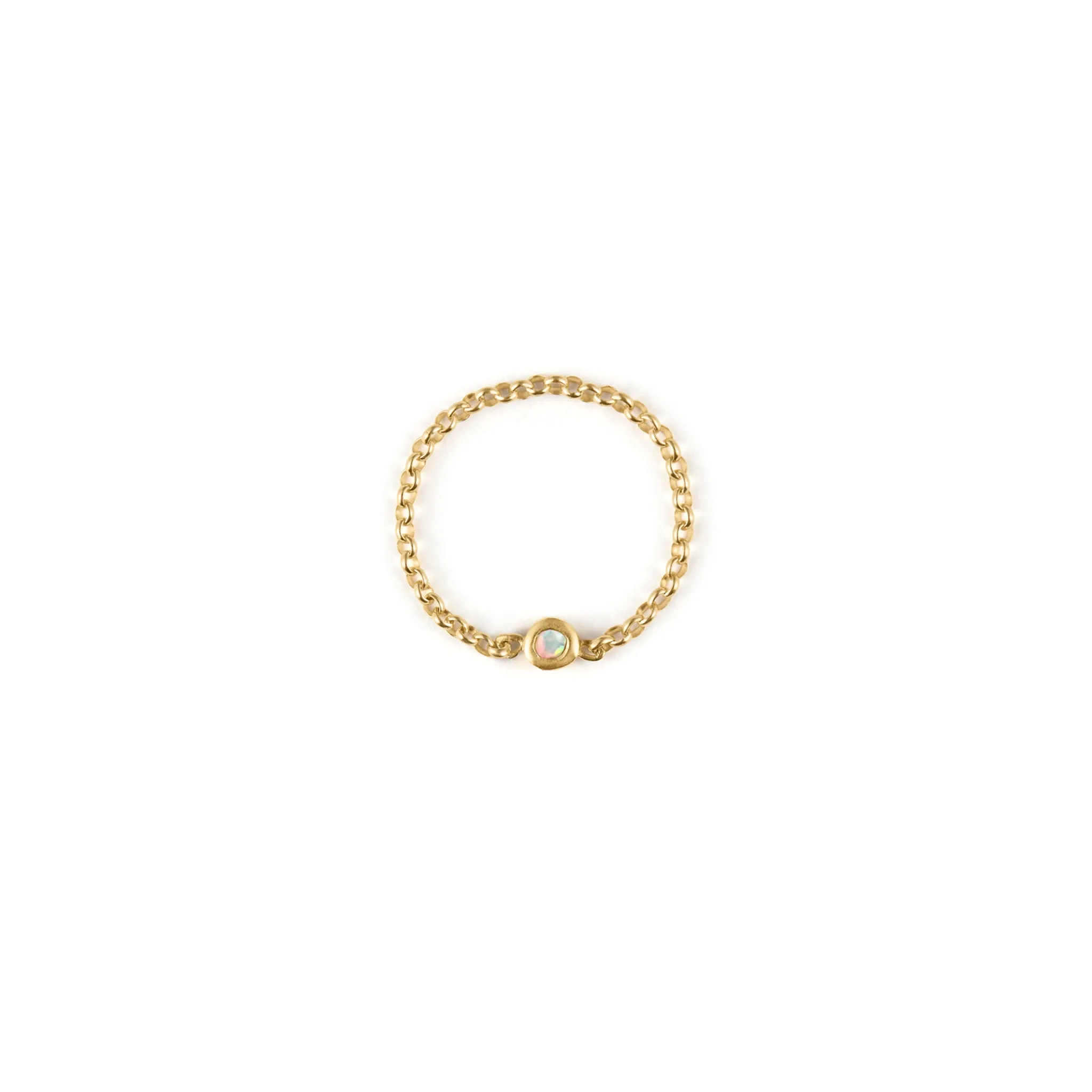 October Opal Birthstone Chain Link Ring