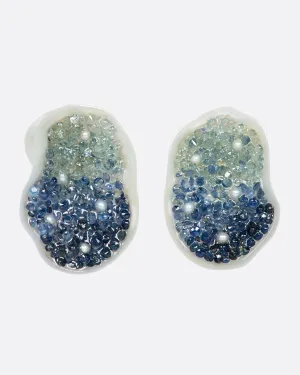Ombré Sapphire Pearl Geode Earrings