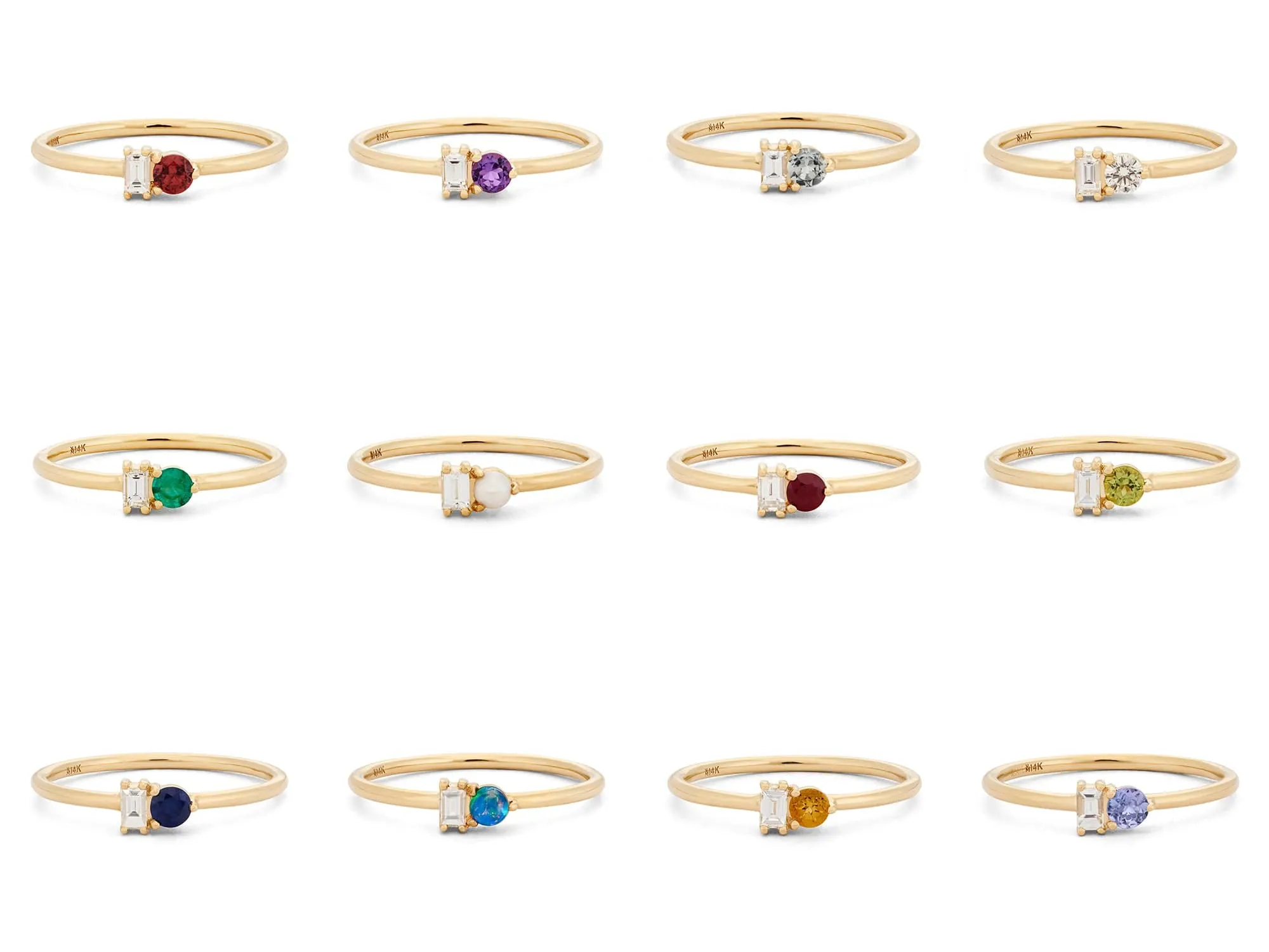 Opal & Diamond Baguette Ring
