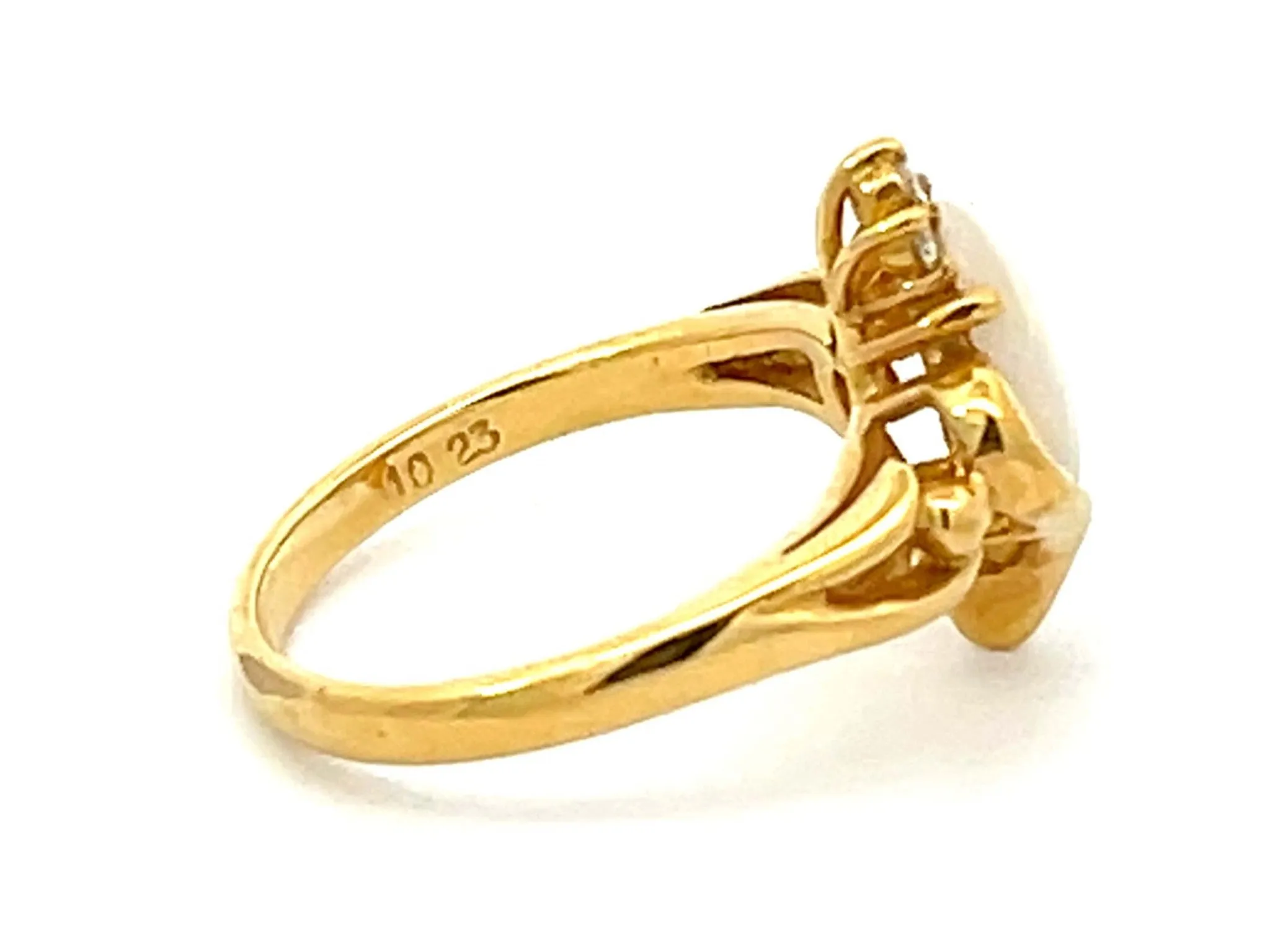 Opal and Diamond Ring 18k Yellow Gold