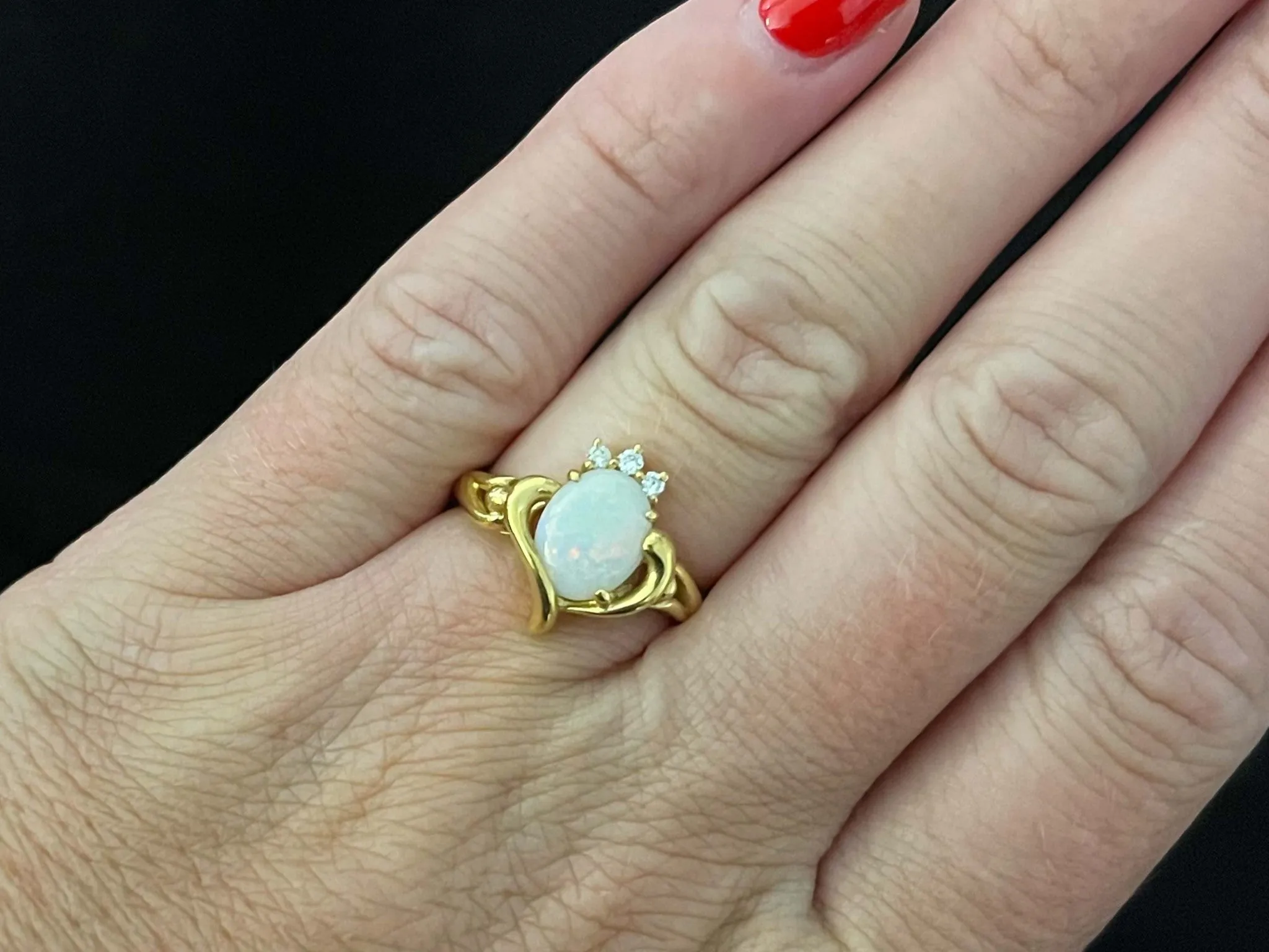 Opal and Diamond Ring 18k Yellow Gold