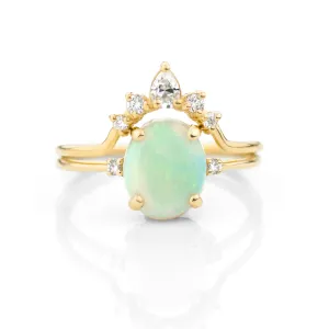 Opal Diamond Wedding Ring Set
