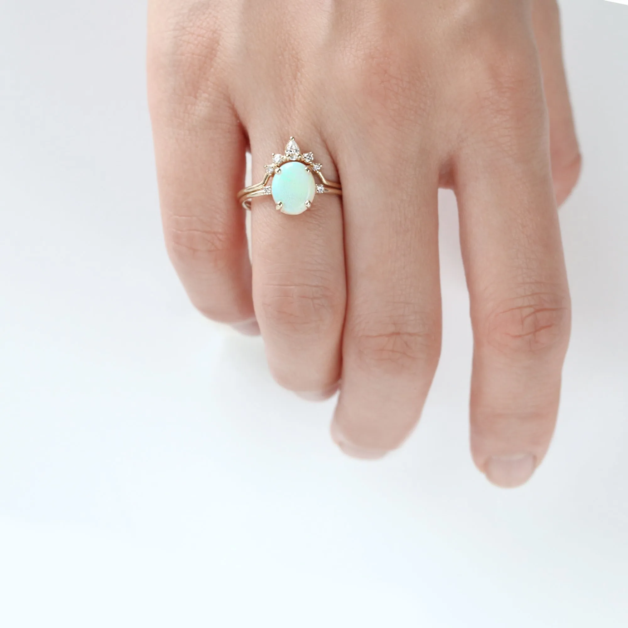 Opal Diamond Wedding Ring Set