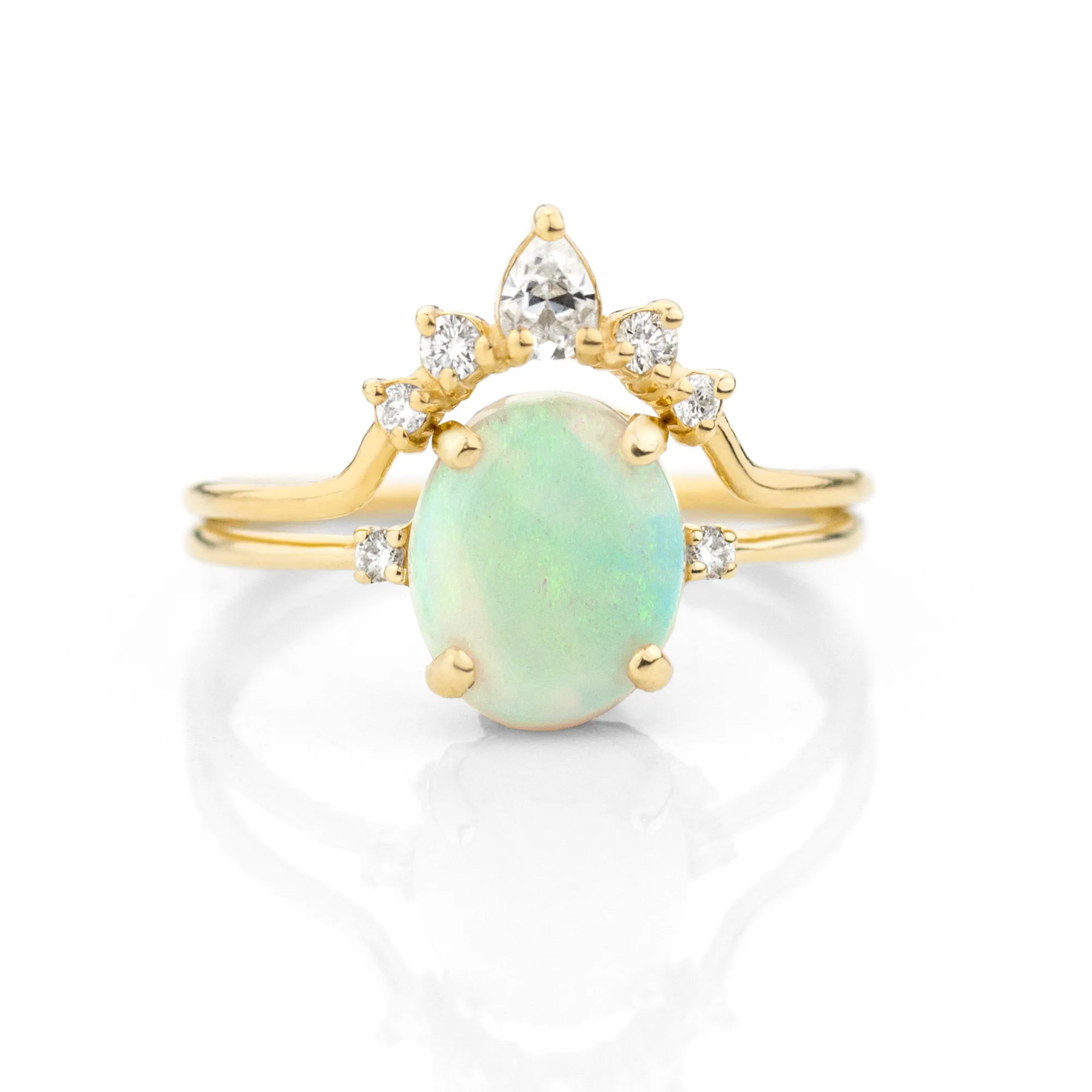 Opal Diamond Wedding Ring Set