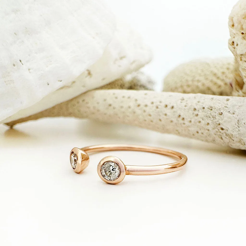 Open Rose Gold Double Bezel 2,5mm Diamond Stacking Ring