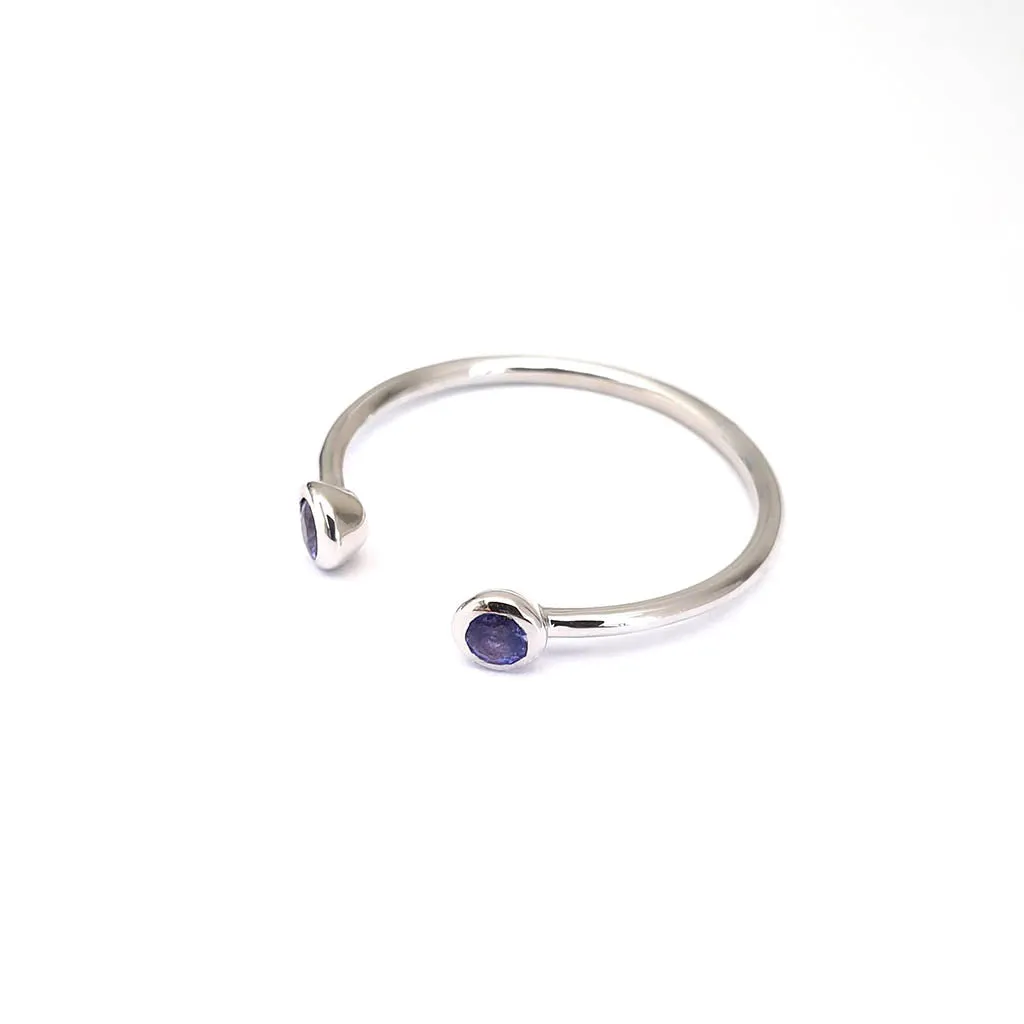 Open White Gold Double Bezel 2,5mm Tanzanite Stacking Ring