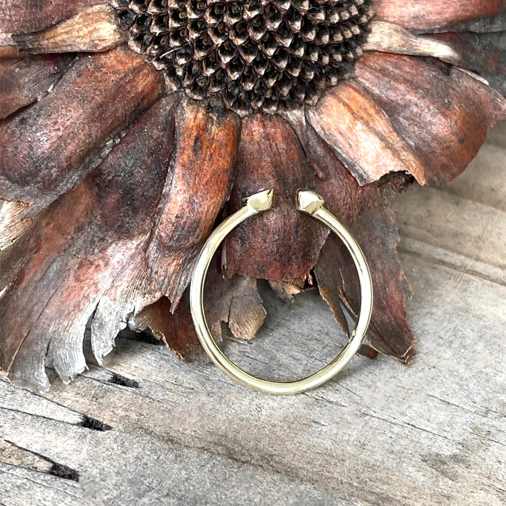 Open Yellow Gold Double Bezel 2mm Amethyst Stacking Ring