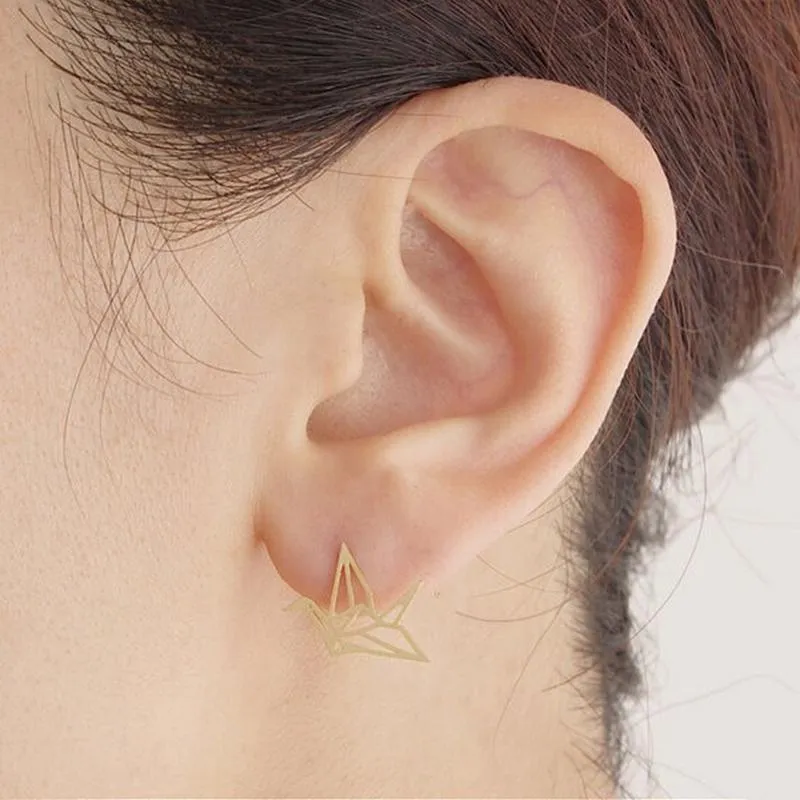 Origami Bird Stud Earrings