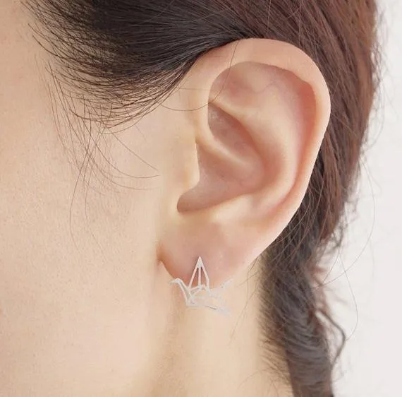 Origami Bird Stud Earrings