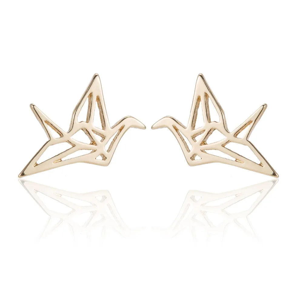 Origami Bird Stud Earrings