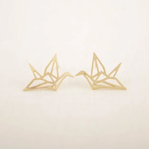Origami Bird Stud Earrings