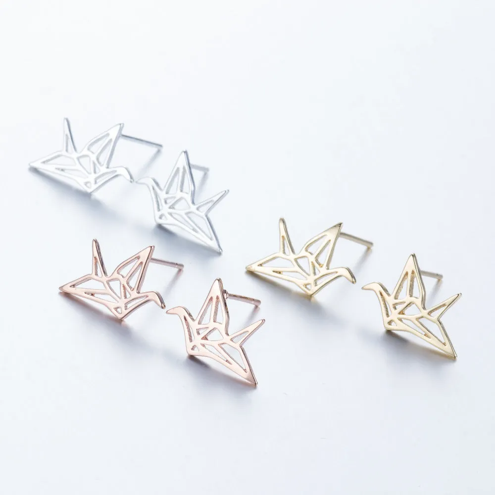 Origami Bird Stud Earrings