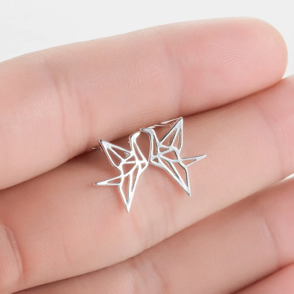 Origami Bird Stud Earrings