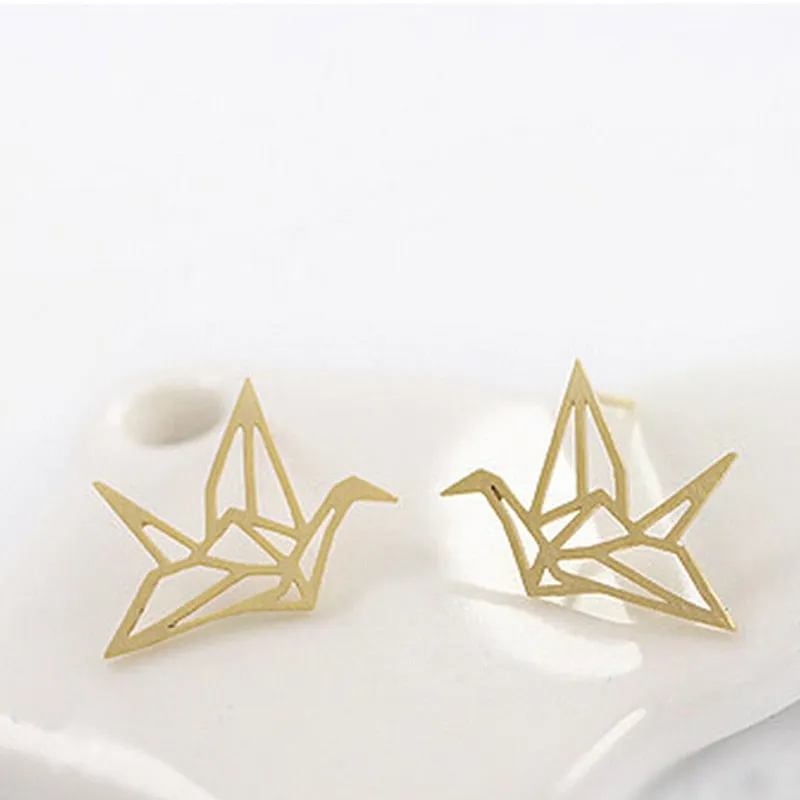 Origami Bird Stud Earrings