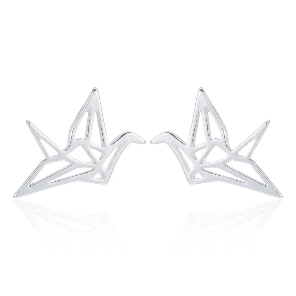 Origami Bird Stud Earrings