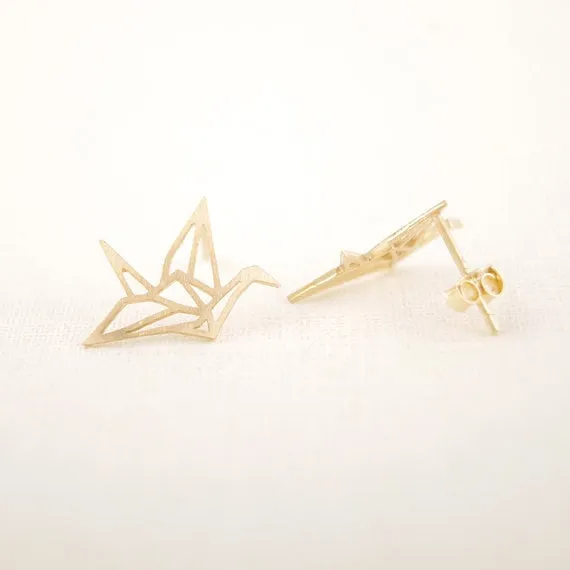 Origami Bird Stud Earrings