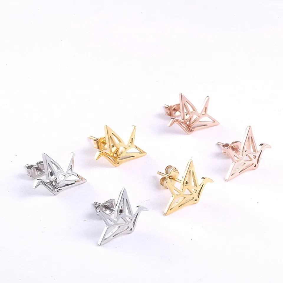 Origami Bird Stud Earrings