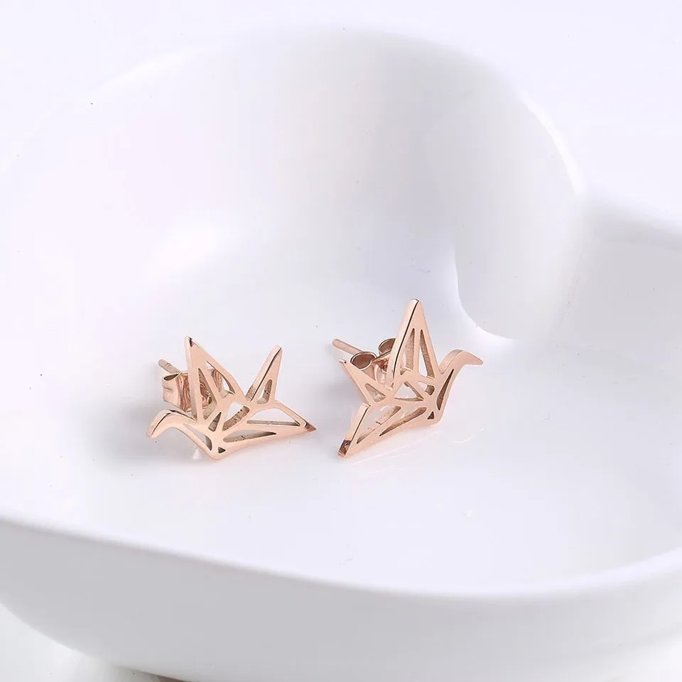 Origami Bird Stud Earrings