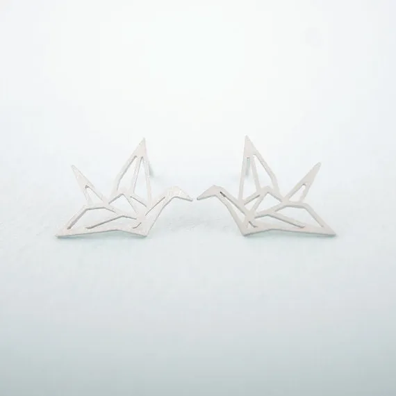 Origami Bird Stud Earrings